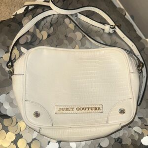 Juicy Couture White Textured Crossbody Bag with Gold Logo